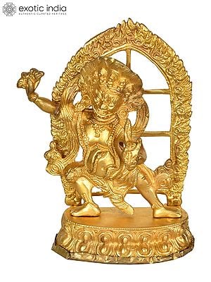 9" Tibetan Budhist Deity Vajrapani In Brass | Handmade | Made In India