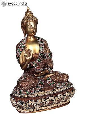 16" Lord Buddha Preaching His Dharma In Brass | Handmade | Made In India