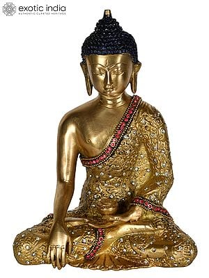 8" Lord Buddha in Earth Touching Gesture In Brass | Handmade | Made In India