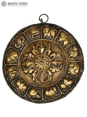 7" Tibetan Buddhist Vishwa-Vajra Wall Hanging (Made in Nepal) In Brass | Handmade | Made In India