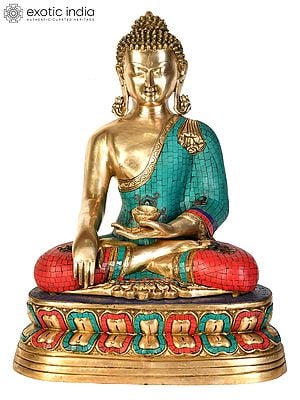 24" Tibetan Buddhist Lord Buddha in Earth Touching Gesture In Brass | Handmade | Made In India