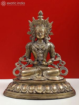 17" Tibetan Buddhist Deity Amitabha The Buddha of Infinite Life In Brass | Handmade | Made In India