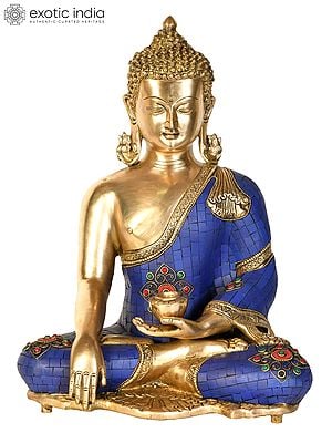 16" Buddha Idol in Bhumisparsha Mudra | Handmade Buddhist Deity Brass Statue | Made in India