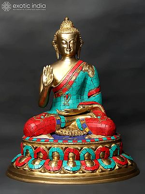 13"  Lord Buddha Granting Abhaya (Tibetan Buddhist) In Brass | Handmade | Made In India