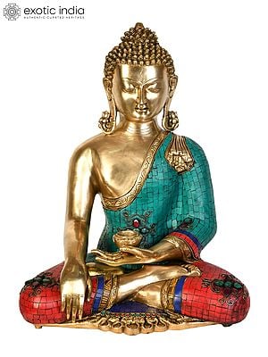 19" Tibetan Buddhist Lord Buddha in Earth Touching Gesture In Brass | Handmade | Made In India