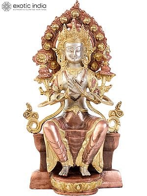 11" Tibetan Buddhist Deity Maitreya Brass Statue – Handmade Spiritual Art | Made in India