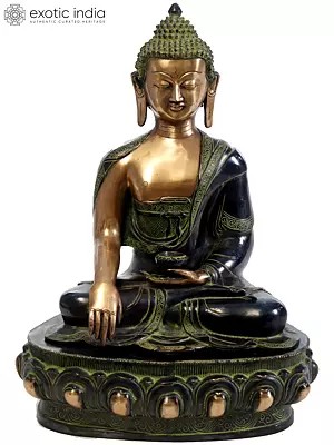 22" Tibetan Buddhist Deity Shakyamuni Buddha in meditation In Brass | Handmade | Made In India