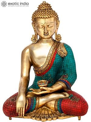 19" Tibetan Buddhist Lord Buddha in Earth Touching Gesture In Brass | Handmade | Made In India