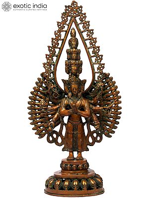 19" Avalokiteshvara Brass Statue – Tibetan Deity of Infinite Compassion | Handmade in India