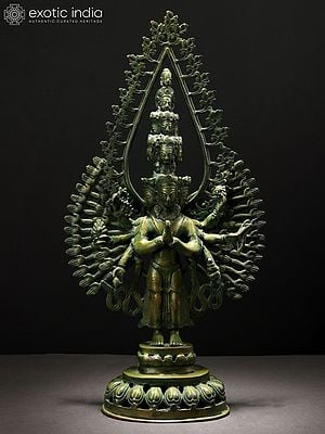 19" Avalokiteshvara Brass Statue – Tibetan Deity of Infinite Compassion | Handmade in India