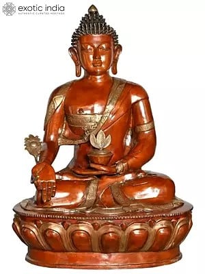 45" Large Size Tibetan Buddhist Medicine Buddha Brass Statue | Handmade | Made in India