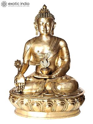 45" Large Size Tibetan Buddhist Medicine Buddha Brass Statue | Handmade | Made in India
