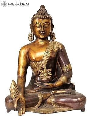 11" Tibetan Buddhist Deity- Medicine Buddha In Brass | Handmade | Made In India