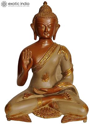 11" Blessing Buddha In Brass | Handmade | Made In India