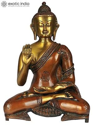 11" Blessing Buddha In Brass | Handmade | Made In India