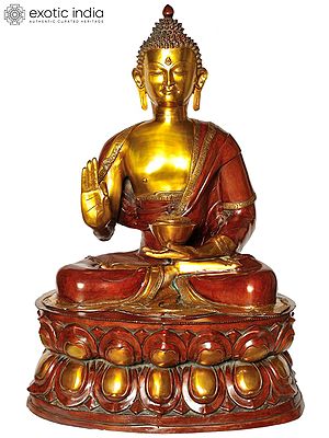 36" Large Size Gautam Buddha Preaching His Dharma In Brass | Handmade | Made In India