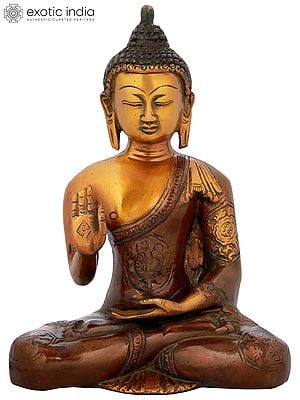 7" Tibetan Buddhist Deity Preaching Buddha In Brass | Handmade | Made In India