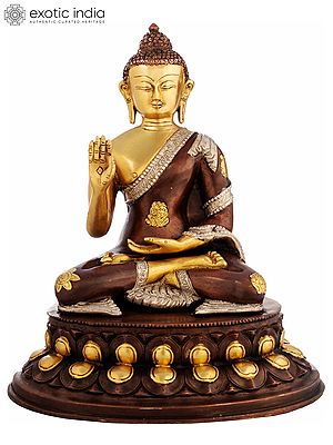 13" Lord Buddha Granting Abhaya | Handmade Brass Statue | Made In India