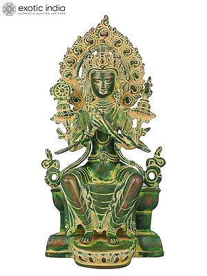 11" Maitreya Buddha Brass Sculpture – Tibetan Buddhist Future Buddha | Handmade in India