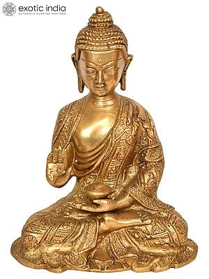 7" Buddha, Generous With Blessings In Brass | Handmade | Made In India