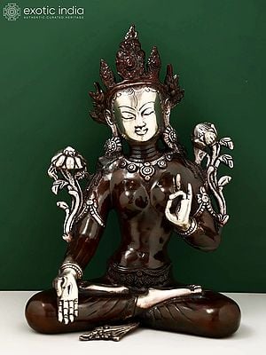 9" Goddess White Tara (Tibetan Buddhist Deity) In Brass | Handmade