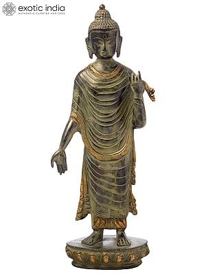 15" Standing Buddha (Tibetan Buddhist Deity) In Brass | Handmade | Made In India