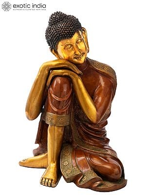 29" Handmade Shakyamuni Buddha Brass Statue - Introspective Spiritual Art | Made in India