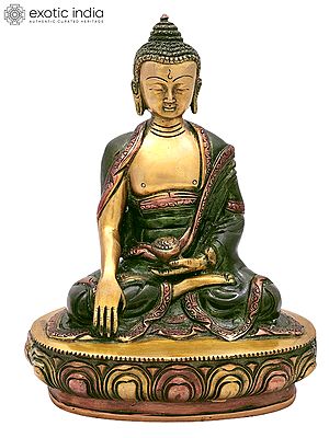 8" Lord Buddha in Mara Vijay Mudra In Brass | Handmade | Made In India