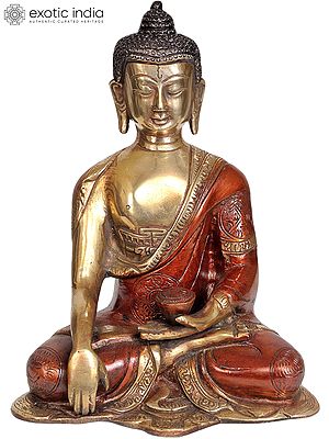 8" Lord Buddha Seated in Earth Witness Gesture In Brass | Handmade | Made In India