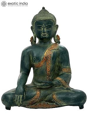 16" Buddha in Bhumisparsha Mudra Brass Statue – Symbol of Enlightenment, Handmade in India