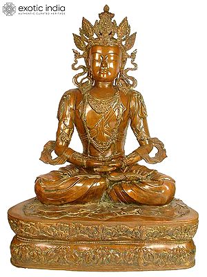 40" Large Size Crowned Buddha In Brass | Handmade | Made In India