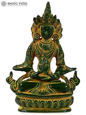 5" Amitabha Buddha Handmade Brass Statue | Made In India