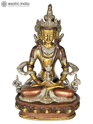 8" Amitabha Buddha (Tibetan Buddhist Deity) In Brass | Handmade | Made In India