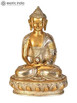 12" Buddha in Dhyana Mudra Brass Statue – Meditation & Serenity, Handmade in India