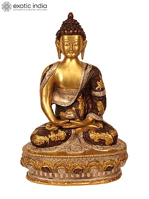 12" Buddha in Dhyana Mudra Brass Statue – Meditation & Serenity, Handmade in India