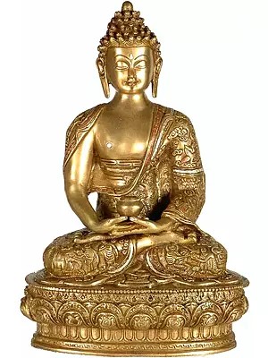 12" Buddha in Dhyana Mudra Brass Statue – Meditation & Serenity, Handmade in India