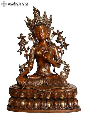 34" Large Tibetan Buddhist Goddess White Tara in Brass | Handmade | Made in India