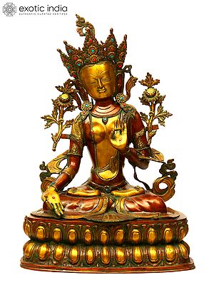 34" Large Tibetan Buddhist Goddess White Tara in Brass | Handmade | Made in India