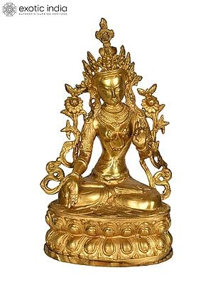 14" White Tara, Beloved Of Her Devotees In Brass | Handmade | Made In India