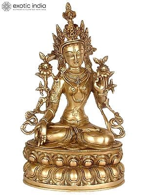 14" White Tara, Beloved Of Her Devotees In Brass | Handmade | Made In India