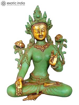 9" Buddhist Goddess White Tara Brass Sculpture in Varada Mudra | Handmade | Made in India