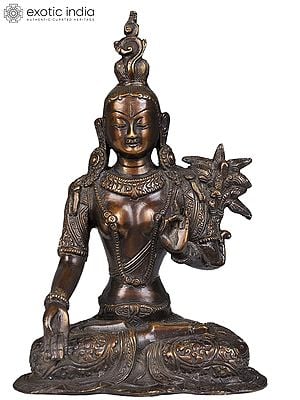 10" White Tara, With The Imposing Crown In Brass | Handmade | Made In India