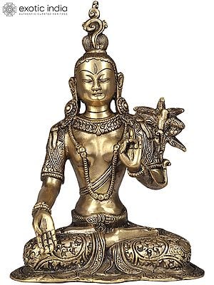 10" White Tara, With The Imposing Crown In Brass | Handmade | Made In India