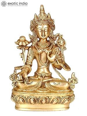 8" Goddess White Tara - Divinity on Her High Brow | Handmade Brass Statue | Made in India