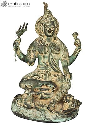 10" Twin-hued Ardhanarishvara In Brass | Handmade | Made In India