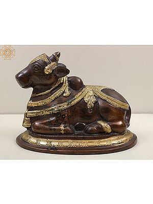 5" Small Nandi - The Mount of Shiva In Brass
