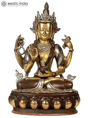 16" The Buddhist Deity, A Composite Image In Brass | Handmade | Made In India