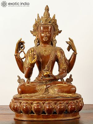 16" The Buddhist Deity, A Composite Image In Brass | Handmade | Made In India