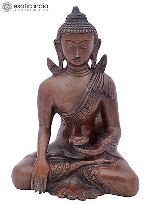 7" Solemn Shakyamuni, The Momentous Bhumisparsha Mudra In Brass | Handmade | Made In India