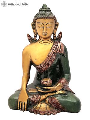 7" Solemn Shakyamuni, The Momentous Bhumisparsha Mudra In Brass | Handmade | Made In India